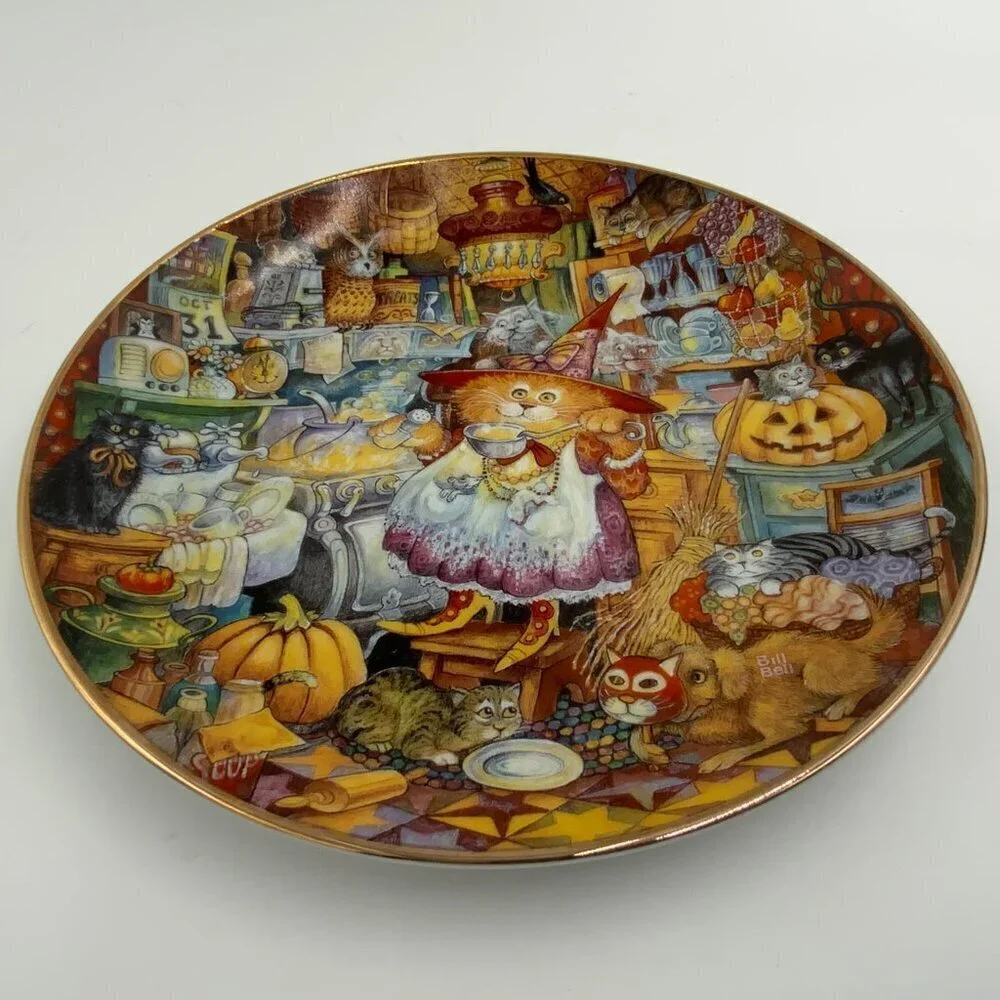 Franklin Mint Bill Bell 'Scaredy Cat' Collectible Plate Halloween Holiday